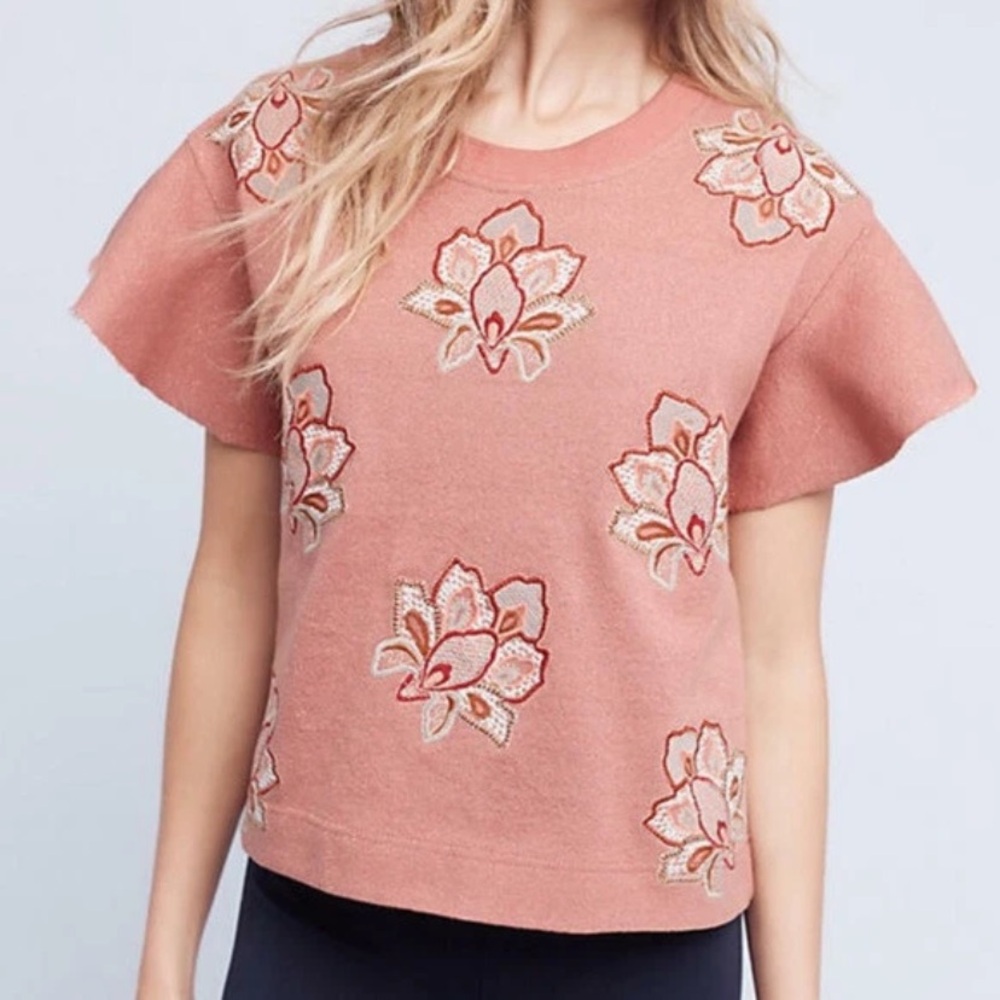 {Anthropologie} Chloe Oliver Embroidered Top